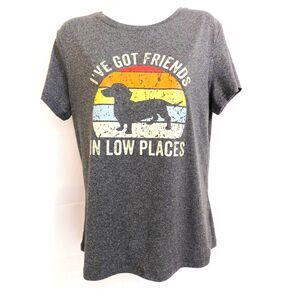Dachshund Dog T Shirt Woman's Sz. L Slightly Fitted Stretchy Weiner Pup Humor